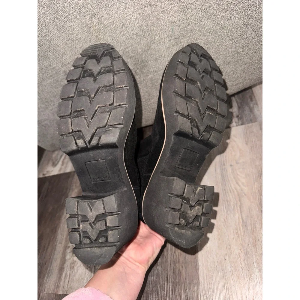 Dolce Vita Black Suede Chelsea‎ Lug Sole Platform Block Heel Boots Size 7.5
